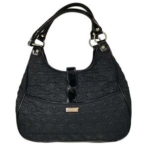 Vera Bradley Pocketbook Hobo Purse Black Quilted Patent Leather Trim